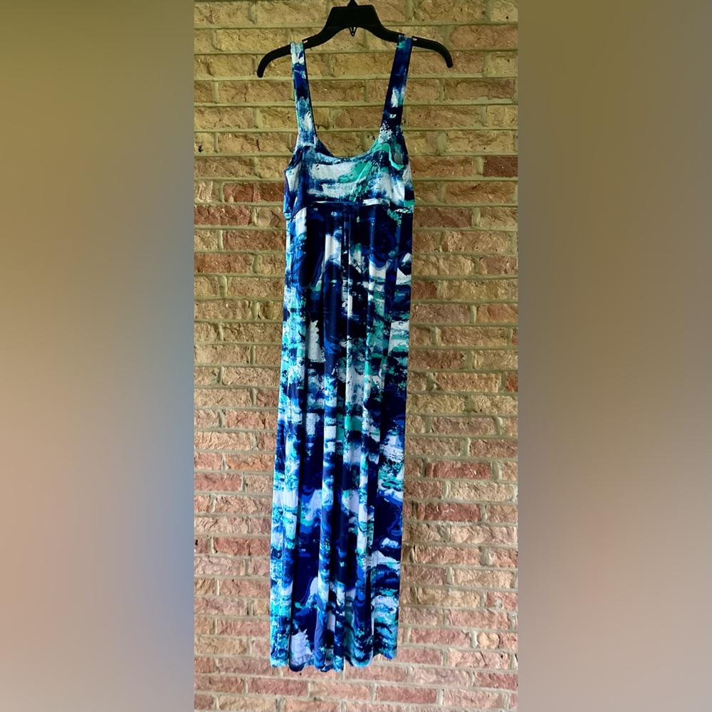 TART Lynelle Blue Wave Maxi Dress Modal Stretch Sleeveless Dress Comfort | Sz M - Picture 6 of 11